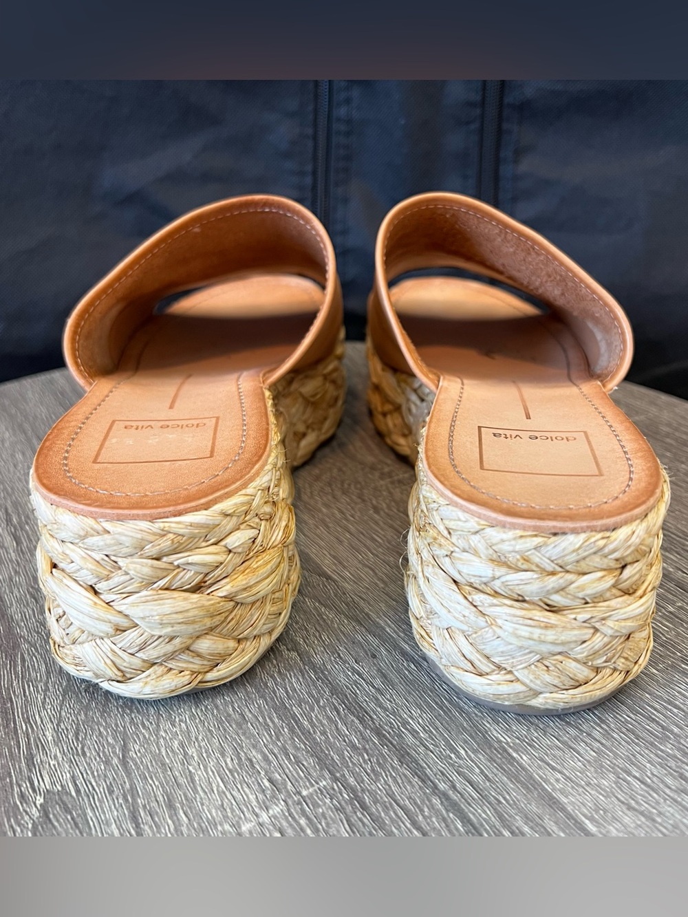 Dolce Vita Raffia Platform Pablo Sandals in Honey Leather- Size 7.5 - Picture 8 of 12
